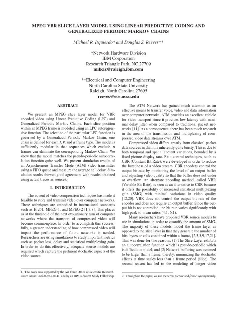 MPEG VBR Video Slice Model Analysis | PDF | Media Technology | Digital ...
