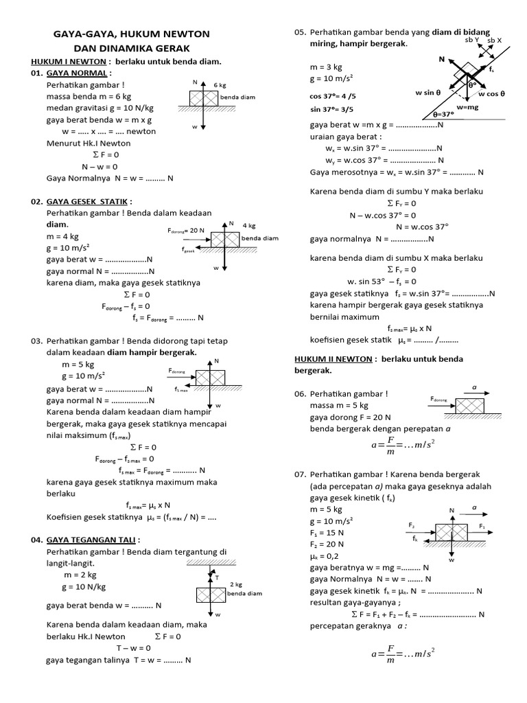 Gaya, Hukum Newton, dan Dinamika Gerak | PDF