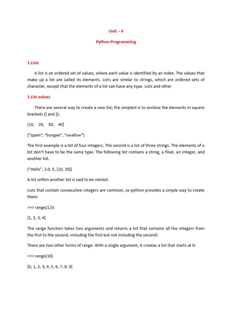Unit 4 python pdf pdf matrix mathematics parameter computer