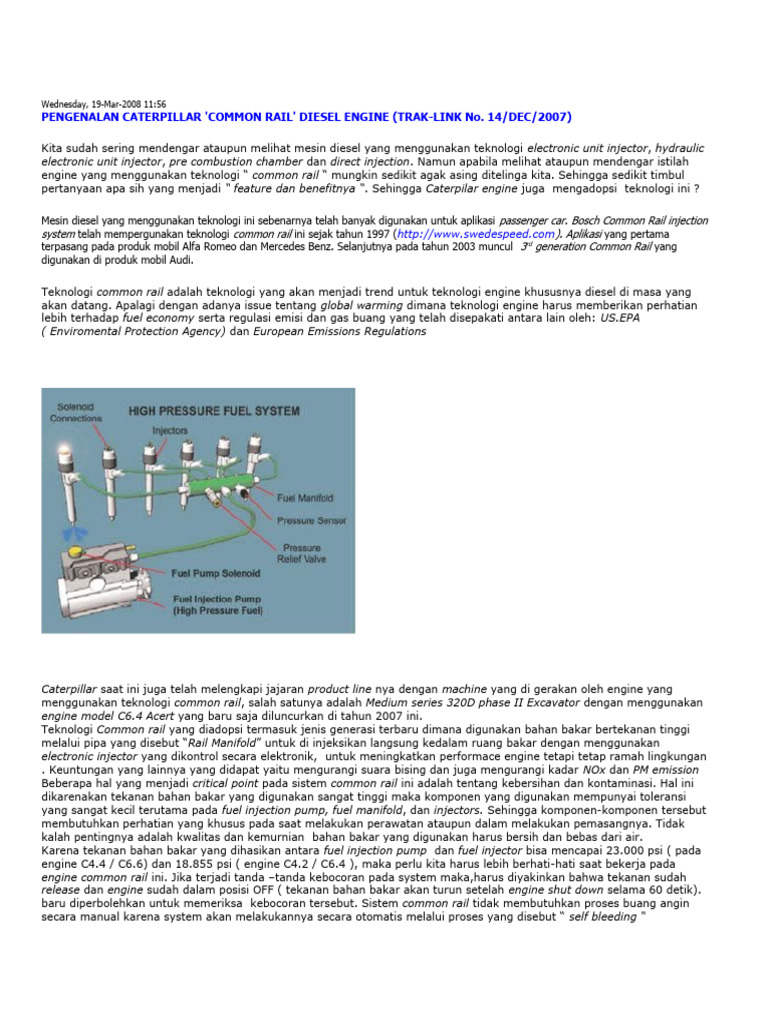 Teknologi Common Rail pada Excavator | PDF