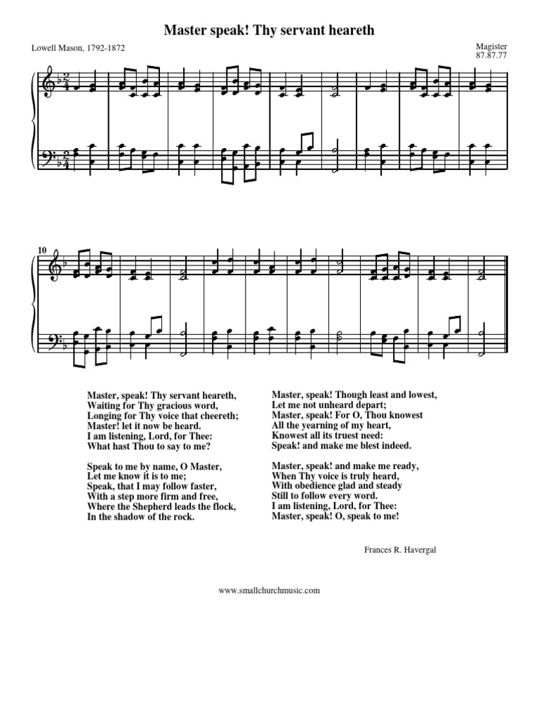 Master Speak Thy Servant Heareth Pdf