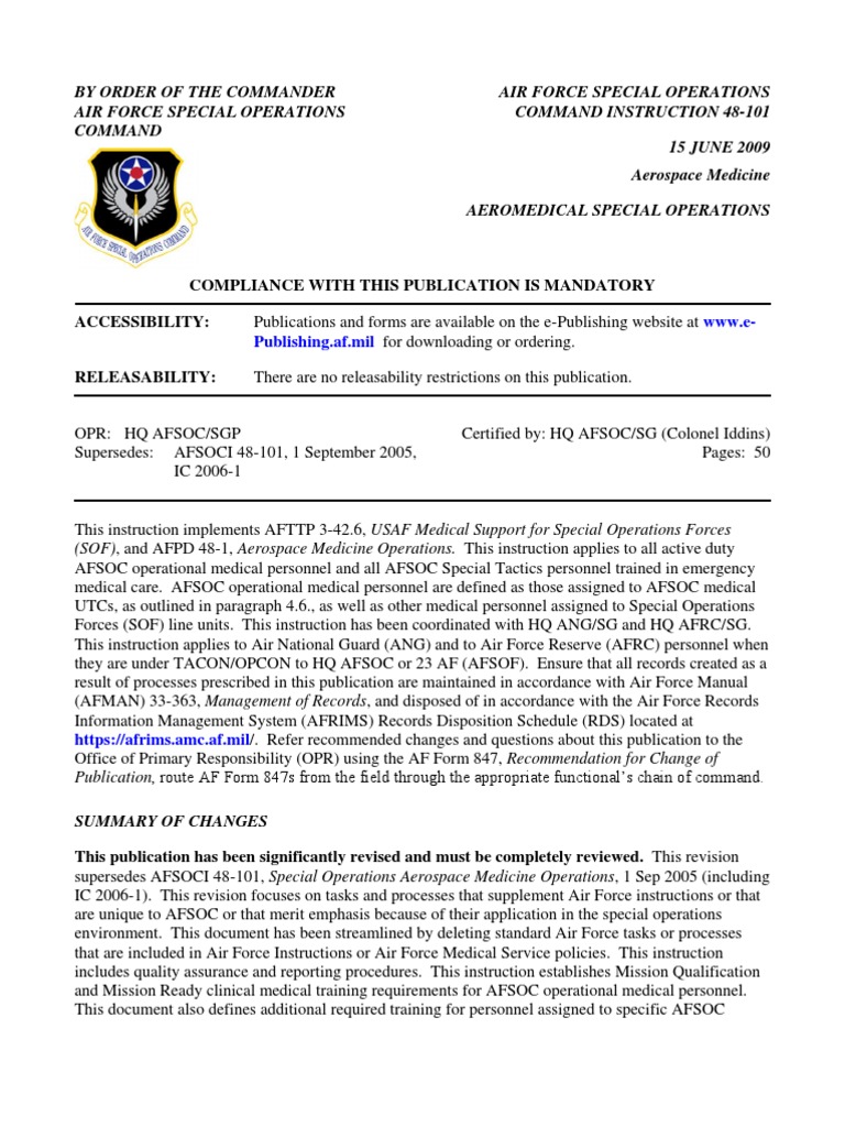AFSOC Instruction 48-101 Overview | PDF | United States Air Force ...