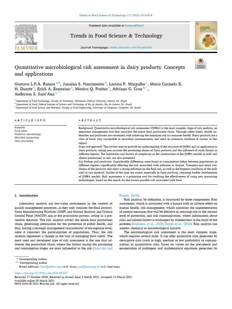 Micro Risk Assessment in Dairy Products | PDF | Milk | Risk