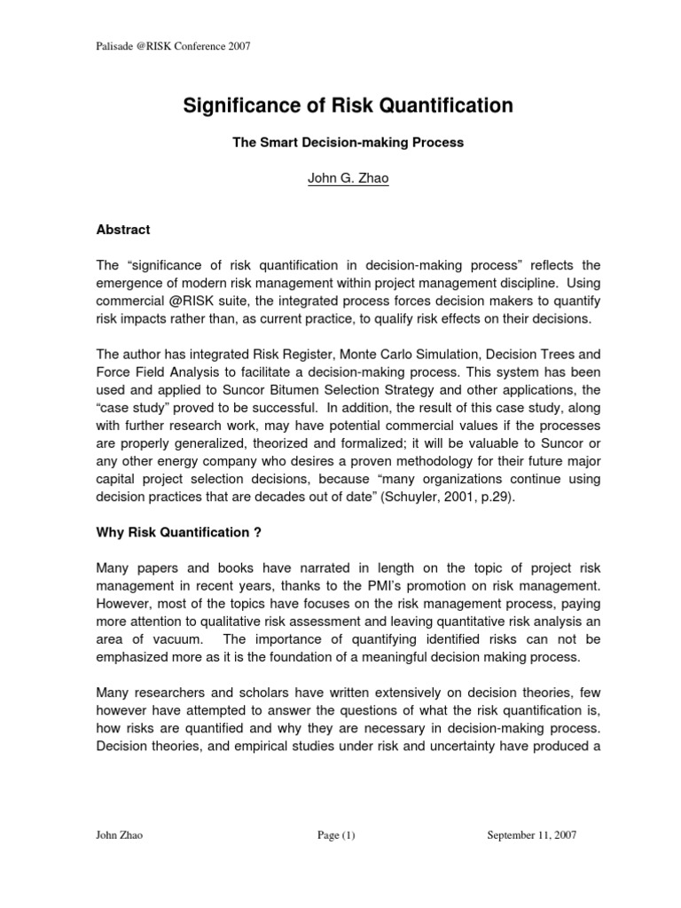 Significance of Risk Quantification: The Smart Decision-Making Process ...