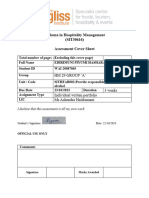 Diploma in Hospitality Management (SIT30616) Assessment Cover Sheet