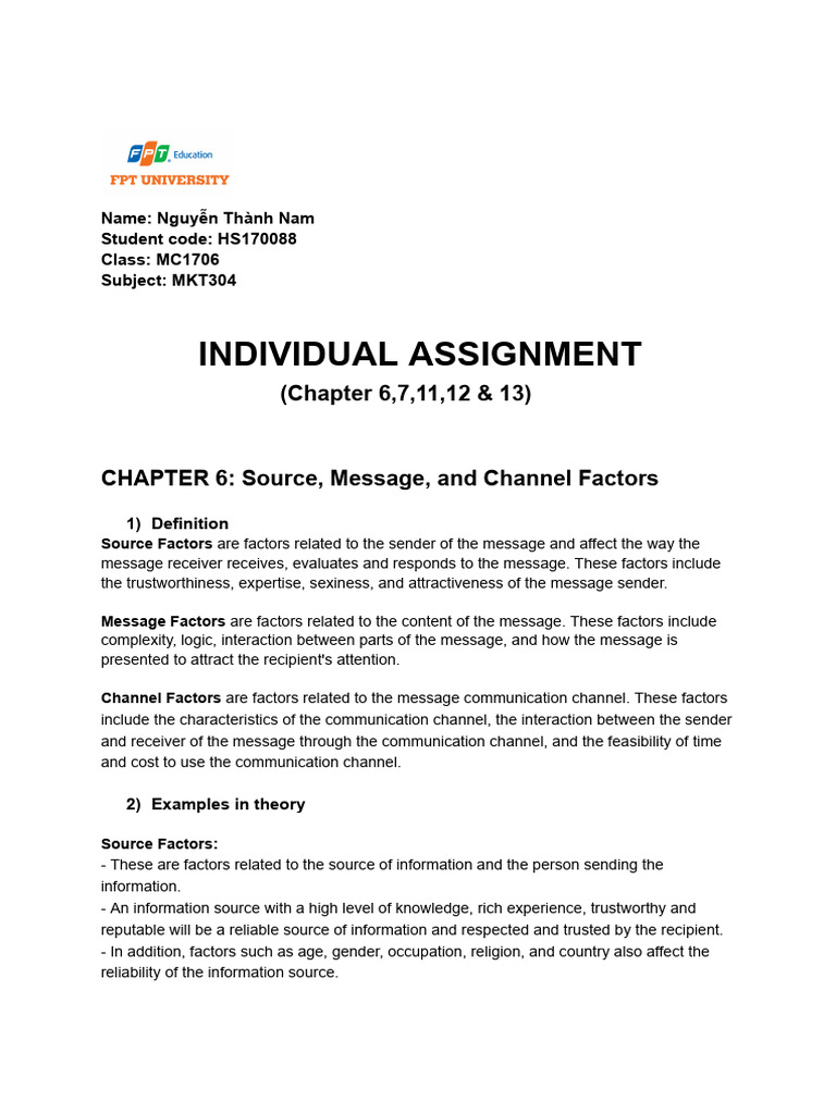 Individual Assignment - Nguyễn Thành Nam - MKT304 | PDF | Advertising ...