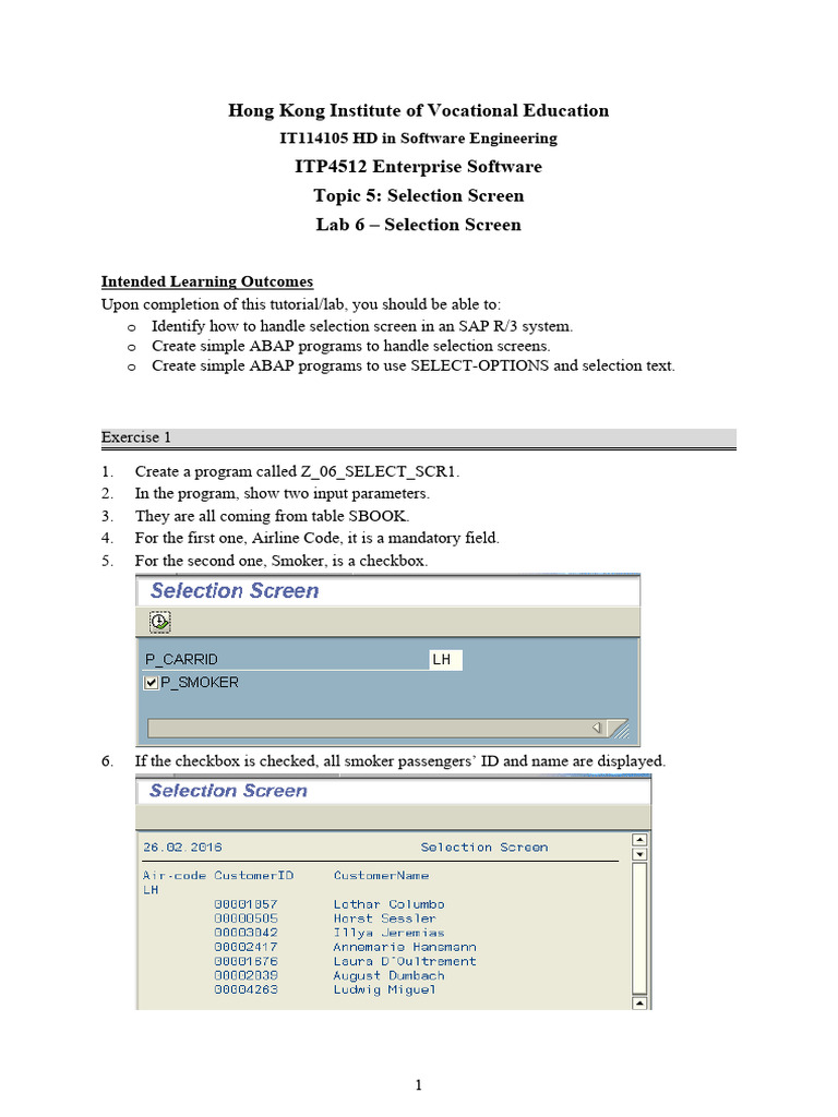 Lab 6 (Selection Screen) - Ans | PDF | Parameter (Computer Programming ...