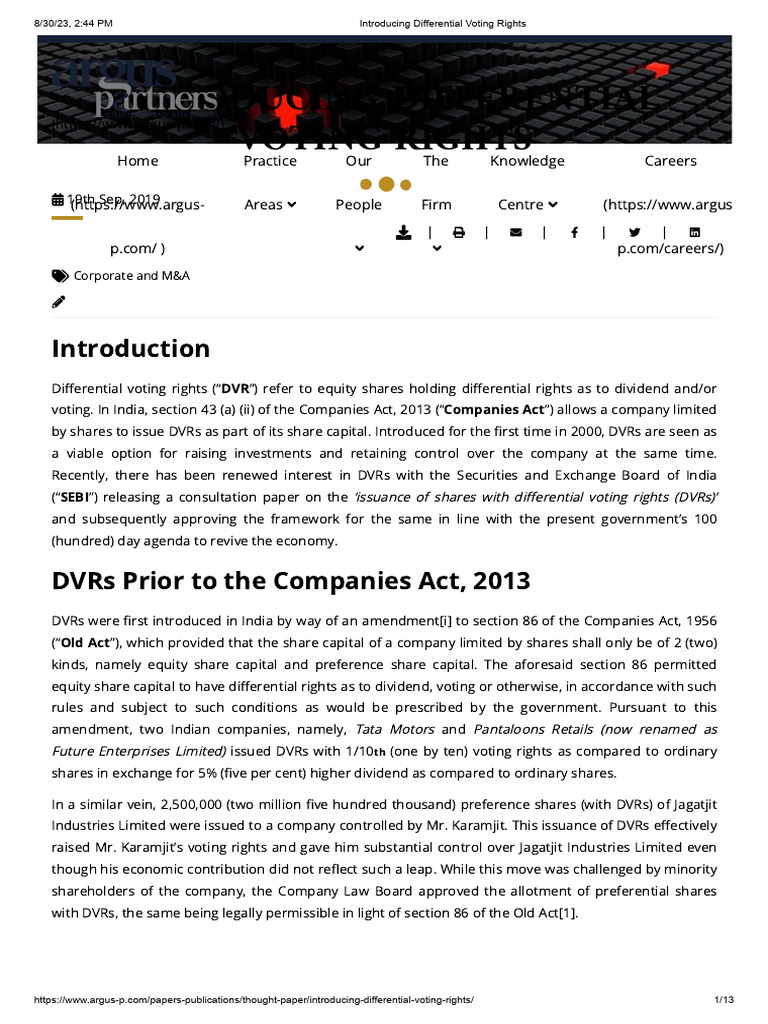 Differential Voting Rights CLCLC Download Free PDF Stocks Takeover