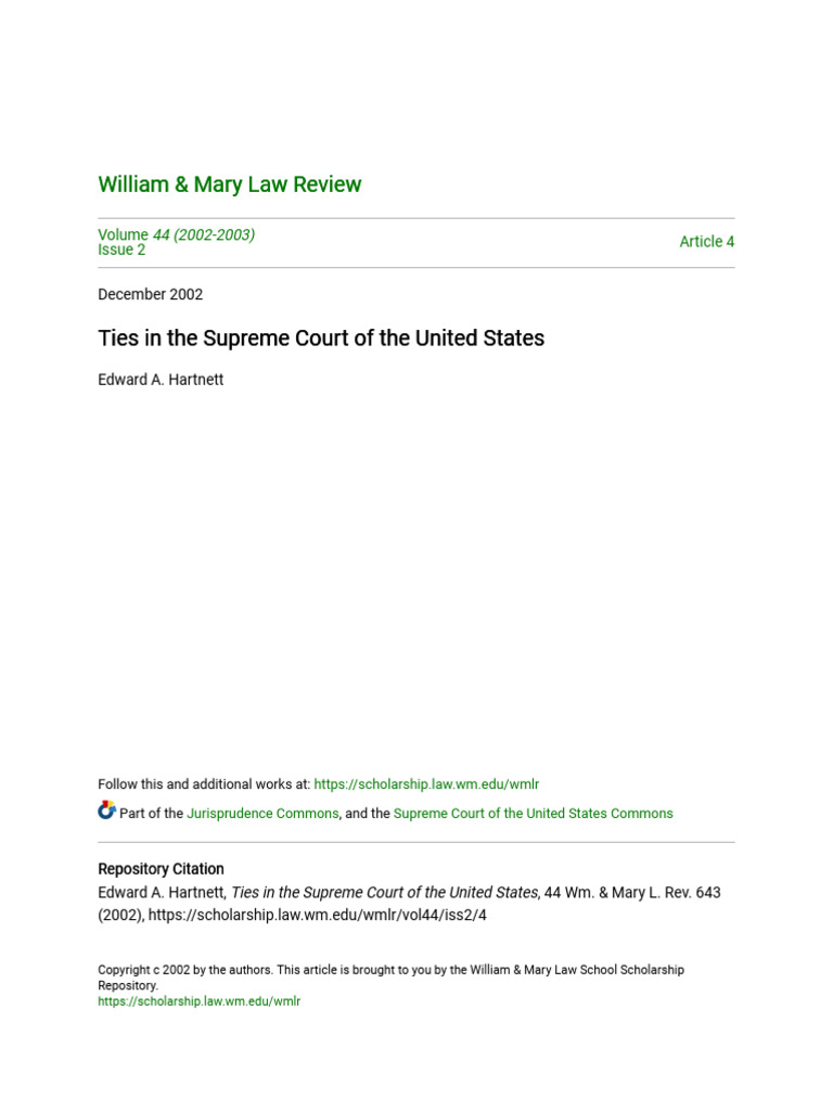 Ties in The Supreme Court of The United States PDF Supreme Court Of