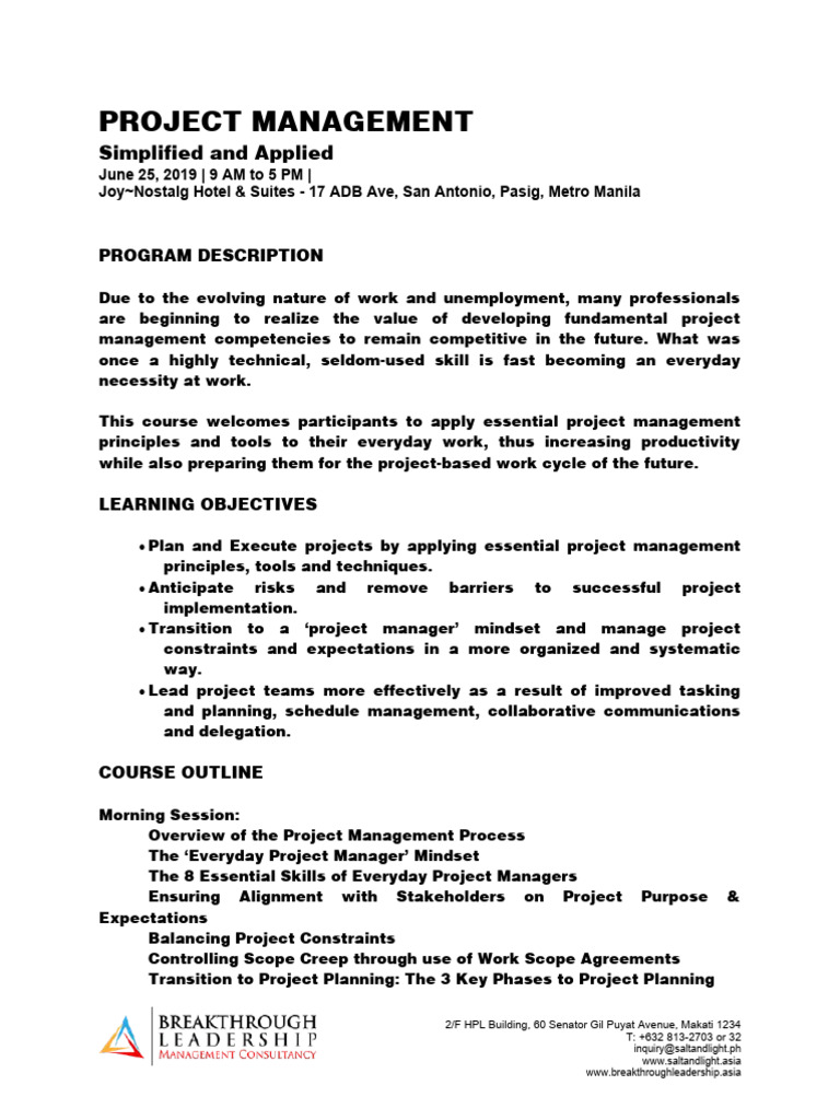 program-outline-project-management-seminar-pdf-project