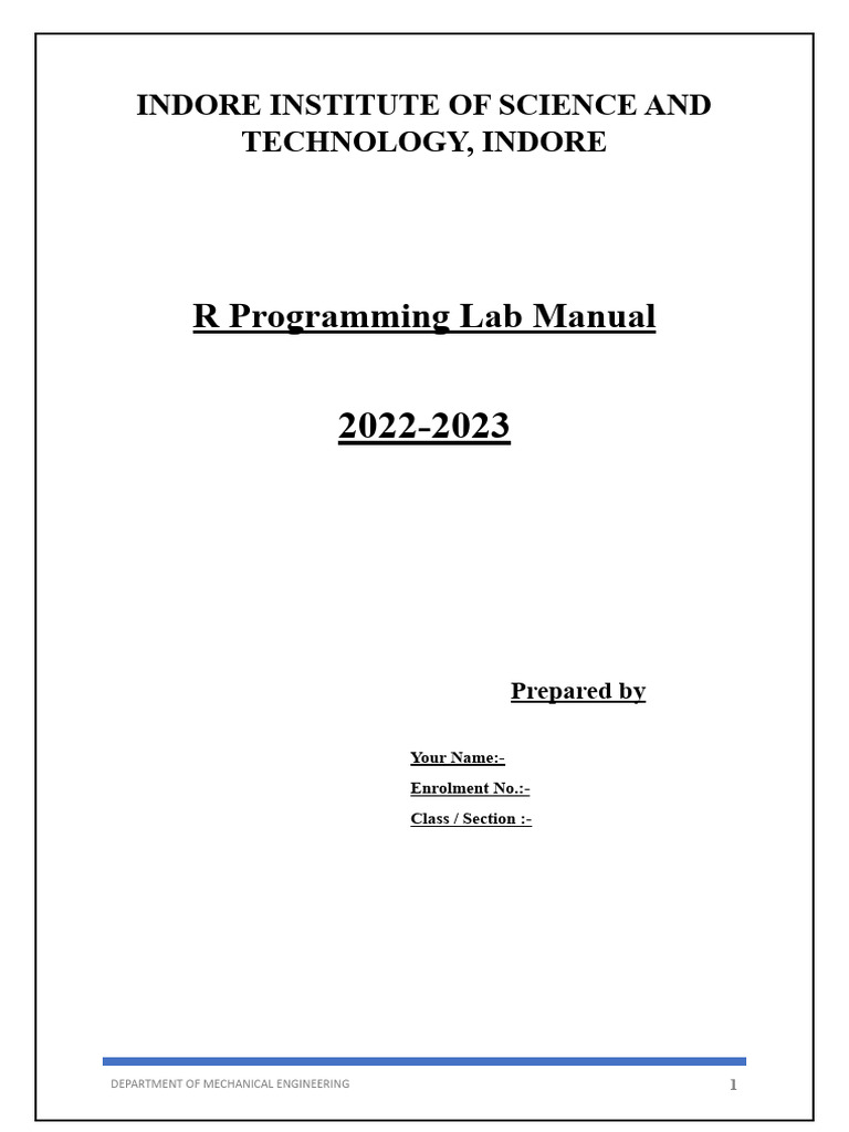 R Programming Lab Manual | PDF | Matrix (Mathematics) | Data Type