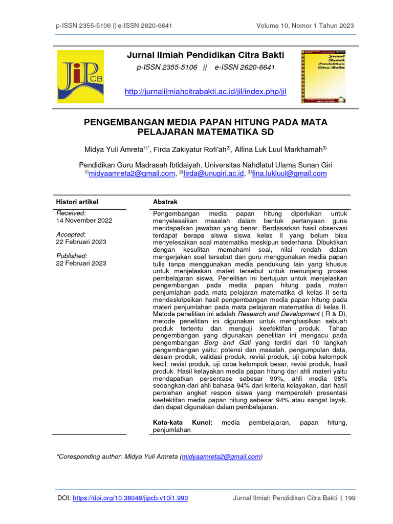 Jurnal Ilmiah Pendidikan Citra Bakti | PDF