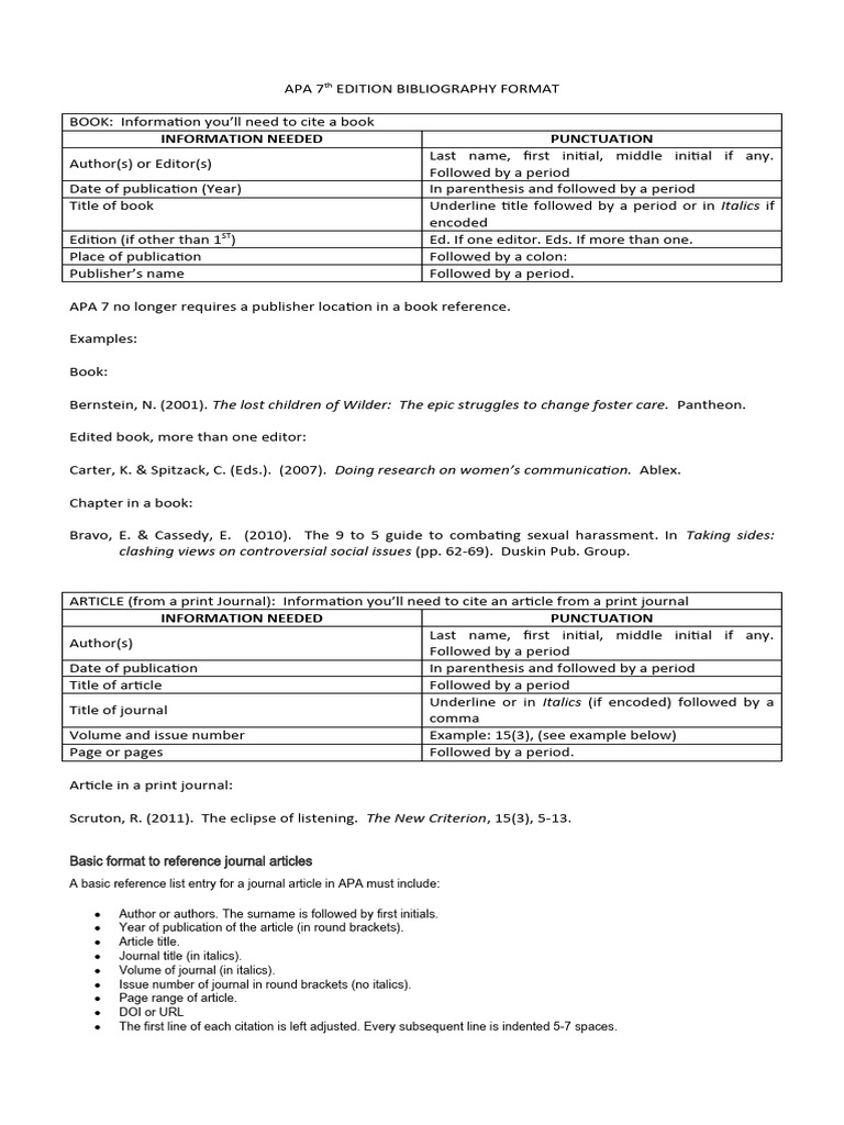 APA 7th Edition Citation Guide | PDF | Citation | Apa Style