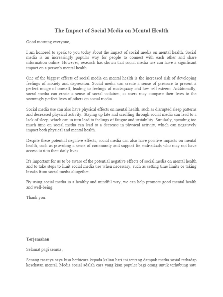 The Impact of Social Media on Mental Health | PDF | Social Media ...