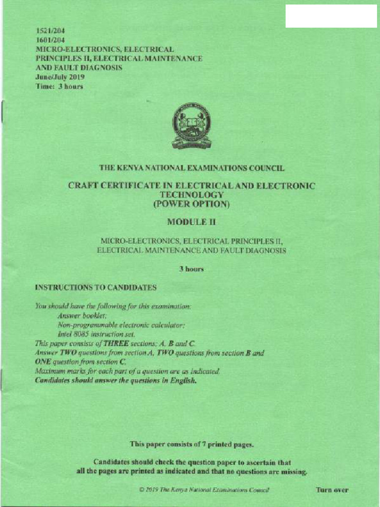 Microelectronics Knec Past Paper 2019 July Pdf