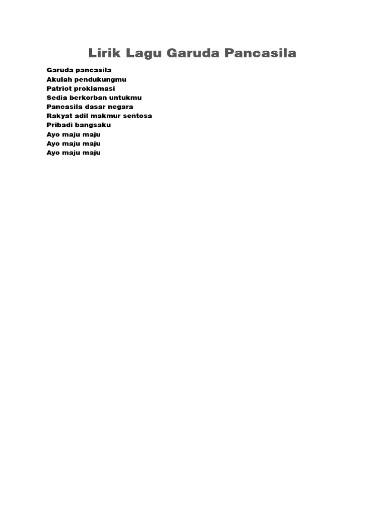 Lirik Lagu Garuda Pancasila | PDF