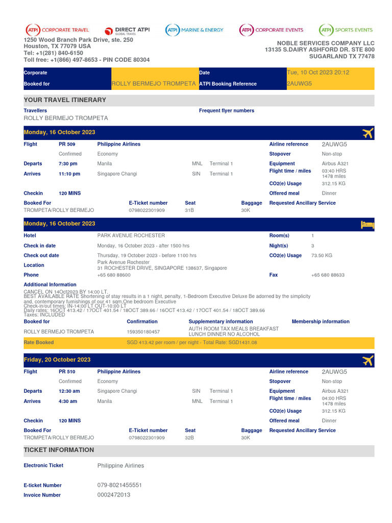 Atpi Itinerary 2auwg5 Lead Rolly Bermejo Trompeta 16-Oct-23 | PDF ...