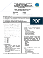 Soal UAS Kelas X MIA TP. 2014-2015