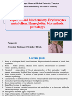 Lecture 11. Blood Biochemistry. Erythrocytes Metabolism. Hemoglobin