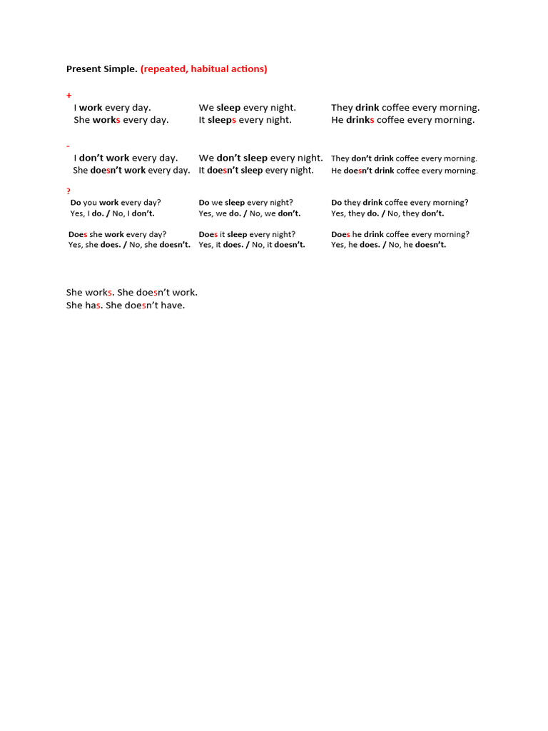 Present Simple Tense Explained | PDF