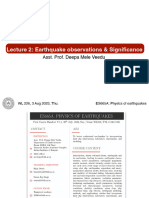 Lecture 2: Earthquake Observations & Significance: Asst. Prof. Deepa Mele Veedu