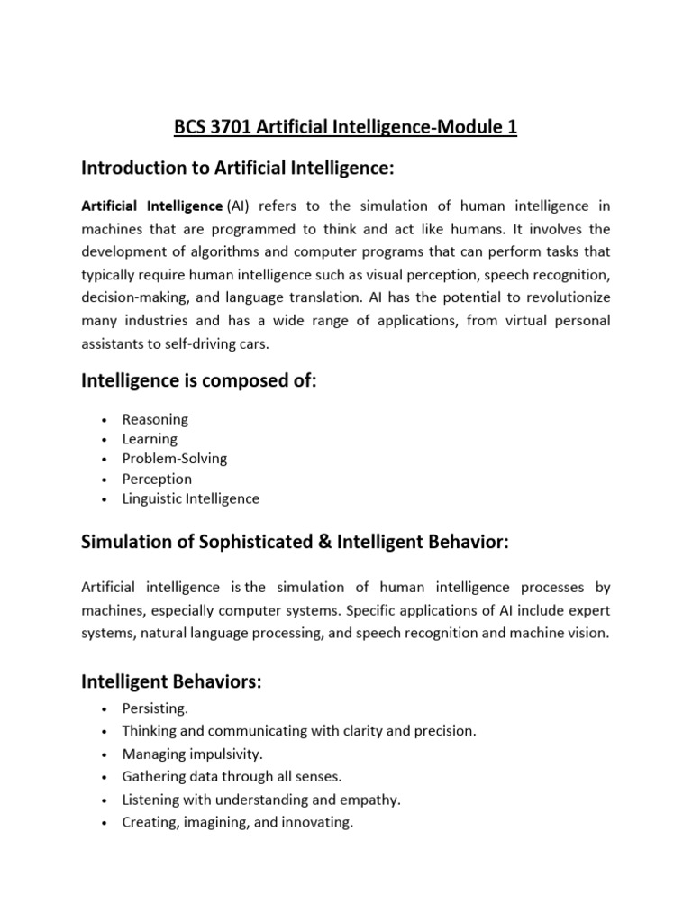Bcs 3701 Artificial Intelligence Pdf Artificial Intelligence