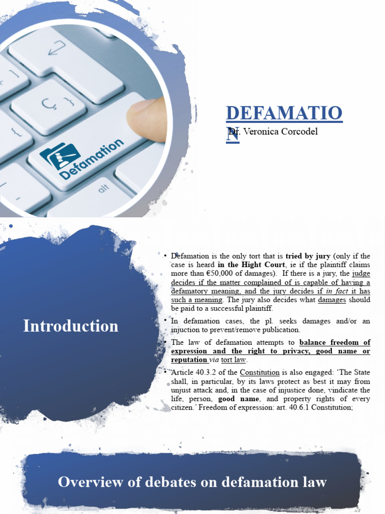 Powerpoint Slides - Defamation | PDF | Defamation | European Convention ...