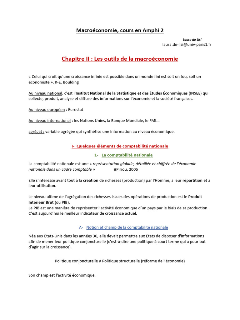 Outils de la macroéconomie en Amphi 2 | PDF | Produit intérieur brut ...
