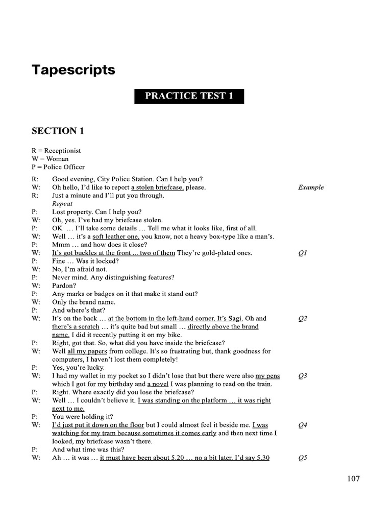Test Practice 1-Transcripts | PDF