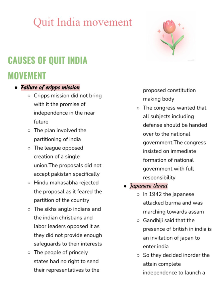 Causes of the Quit India Movement | PDF | Partition Of India | British Raj