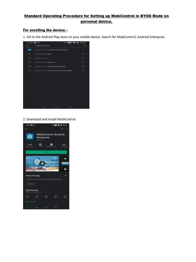 MobiControl BYOD Setup Guide | PDF | Google Play | Android (Operating ...