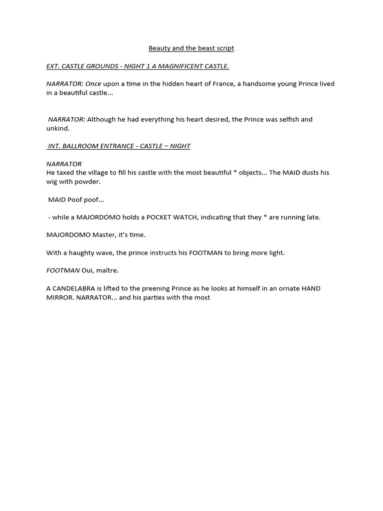 Beauty and the Beast Script PDF