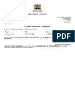 PVT MKUM3BGL Name Reservation Certificate