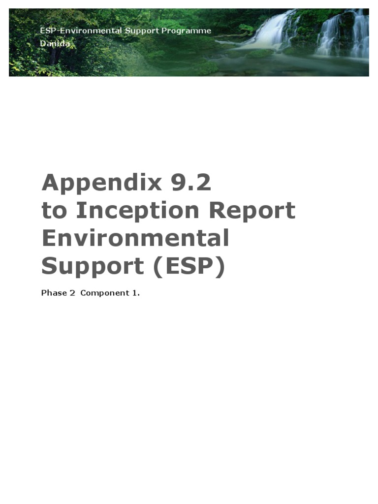 Appendix 9.2 To Inception Report Environmental Support (ESP) | PDF ...