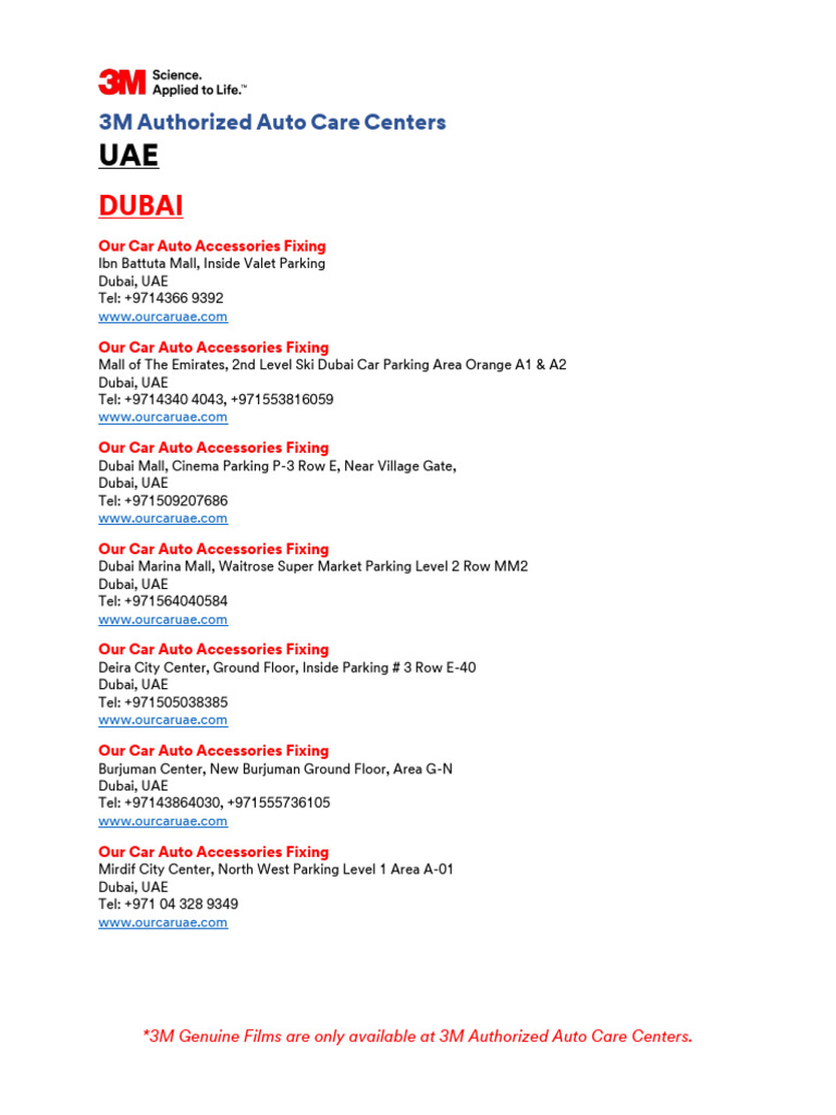 3m Authorized Autocare Centers 2021 Pdf Riyadh Saudi Arabia
