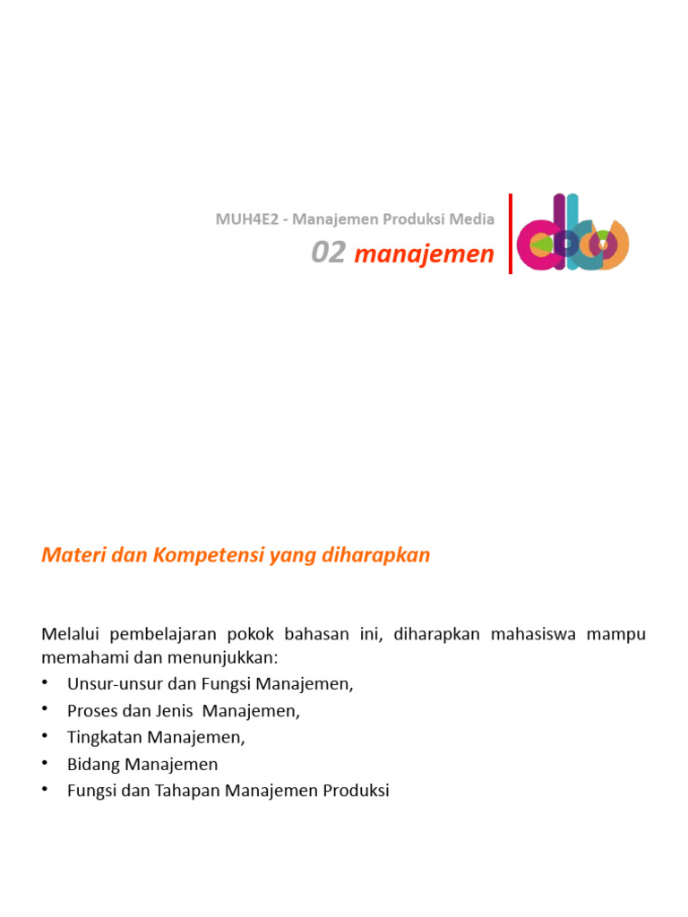 Tm 02 Manajemen Produksi Media Manajemen Kode Dosen Tcl Pdf
