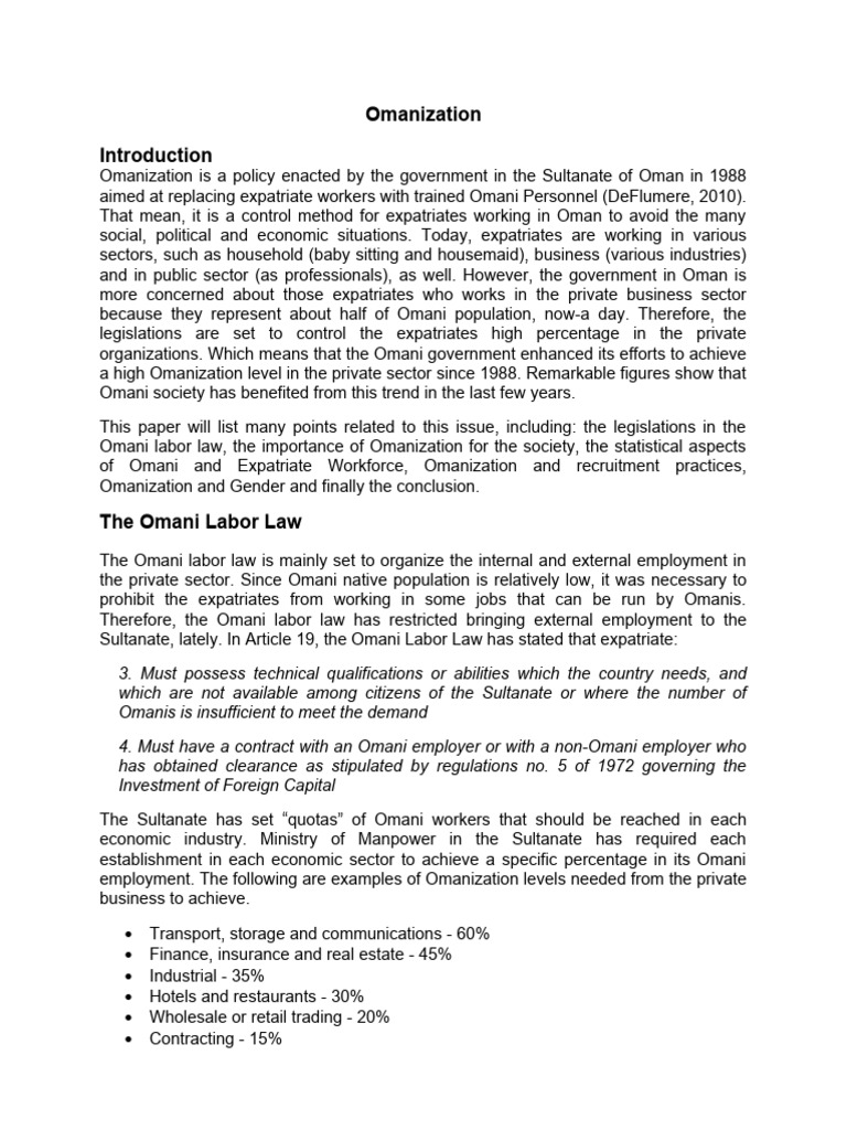 Omanization | PDF | Oman | Employment