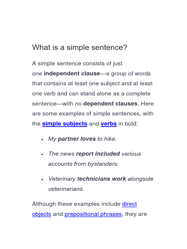 Simple Indefinite Sentence