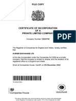 Certificat Incorporare COURIER EXCHANGE LTD