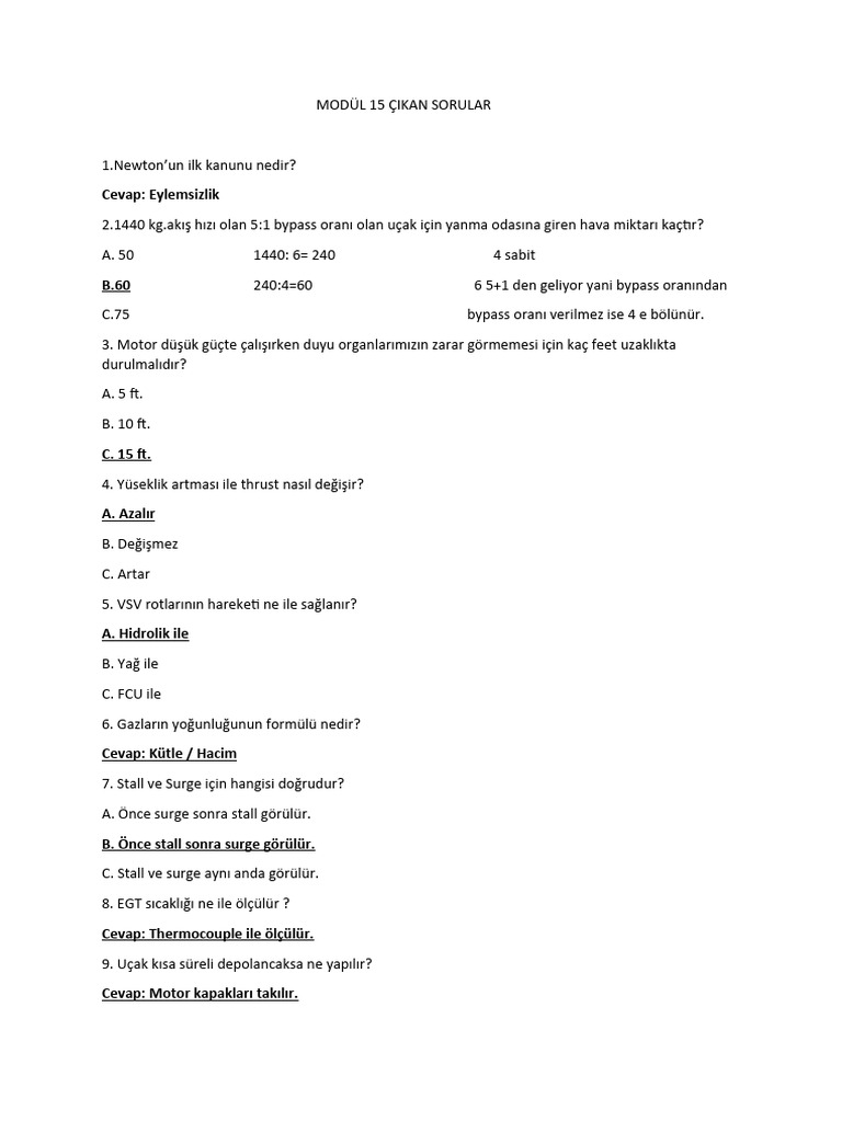 Modül 15 Çikan Sorular | PDF