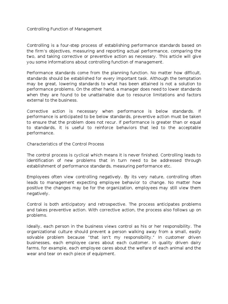 Controlling Function of Management - Admin Process in NSG | PDF ...