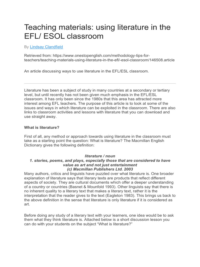 Teaching Materials PDF English As A Second Or Foreign Language
