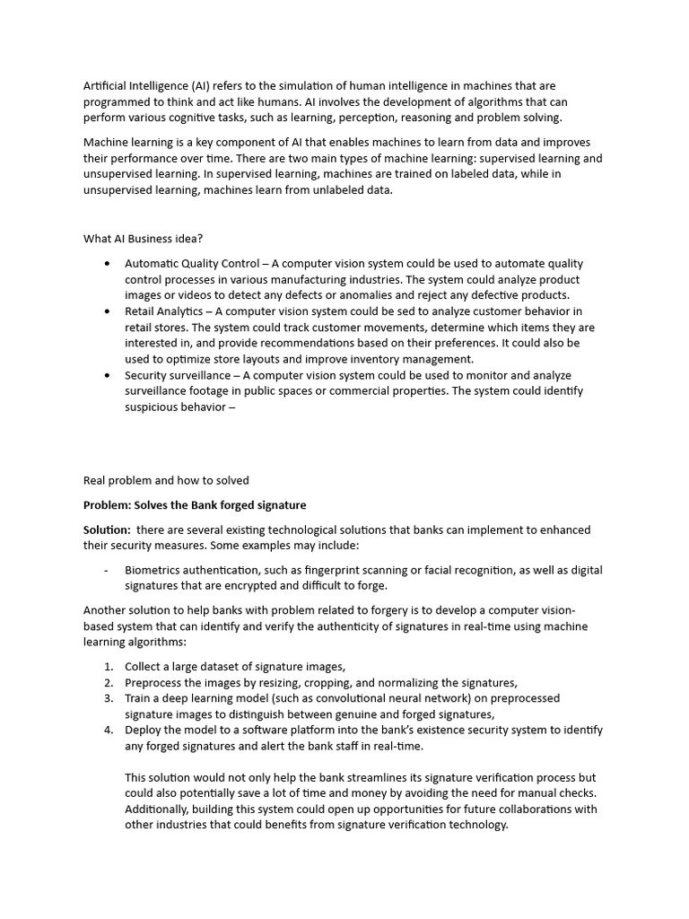 AI Solutions for Signature Verification | PDF | Artificial Intelligence ...