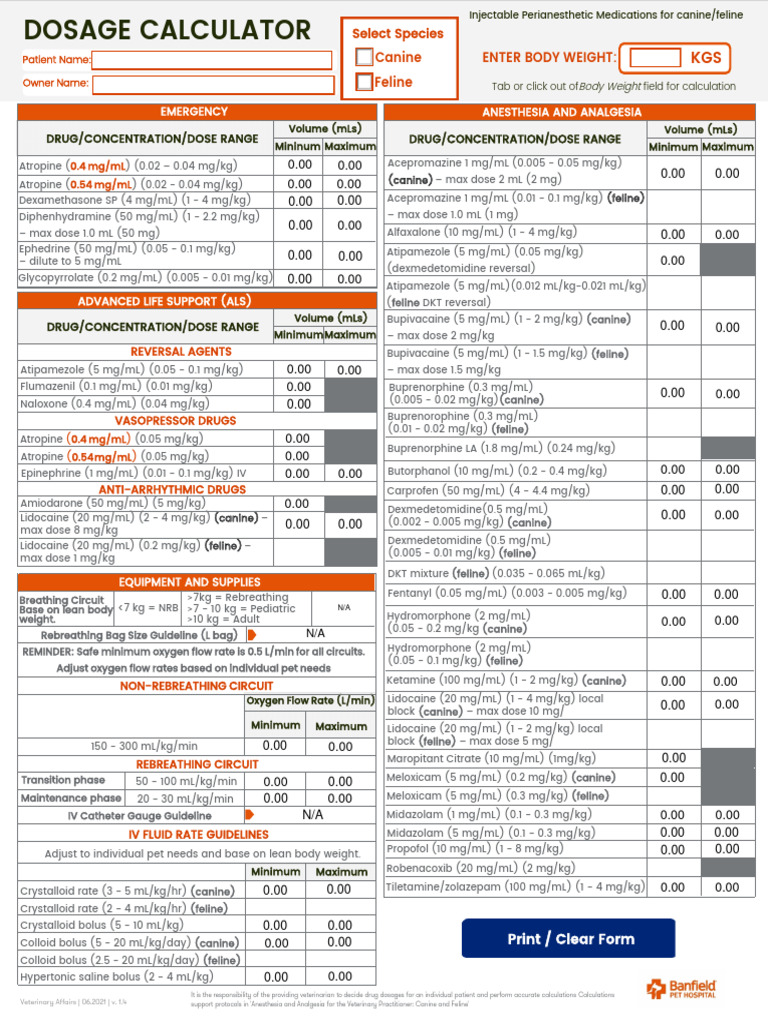 Anesthesia Base Unit Calculator