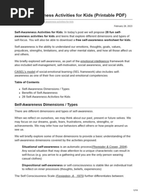 28 Self-Awareness Activities for Kids Printable PDF