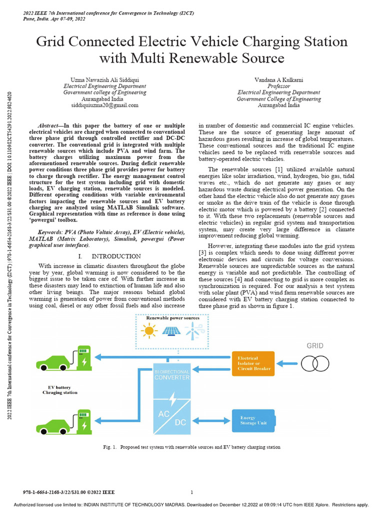 EV Charging with Renewable Energy Grid | PDF | Power Inverter | Rectifier
