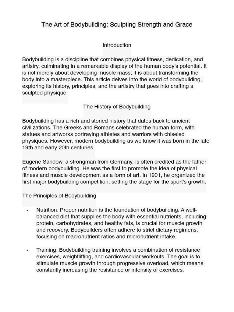 Bodybuilding Article PDF Body Shape Physical Exercise