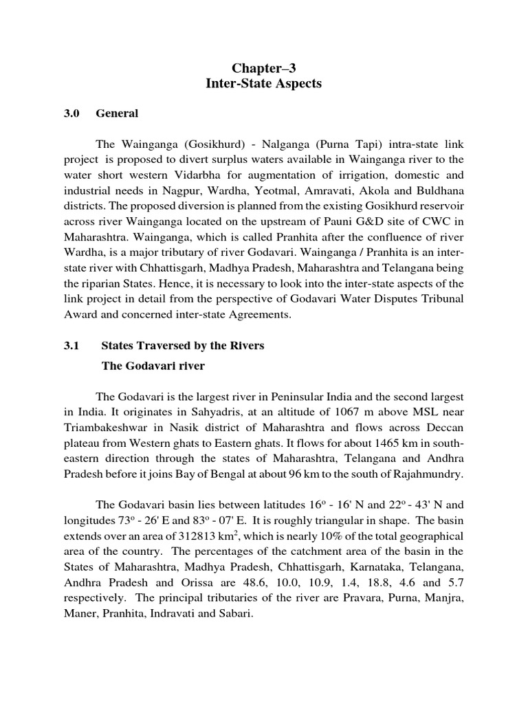 Chapter 3 Inter State Aspects PDF Water Management Aquatic Biomes