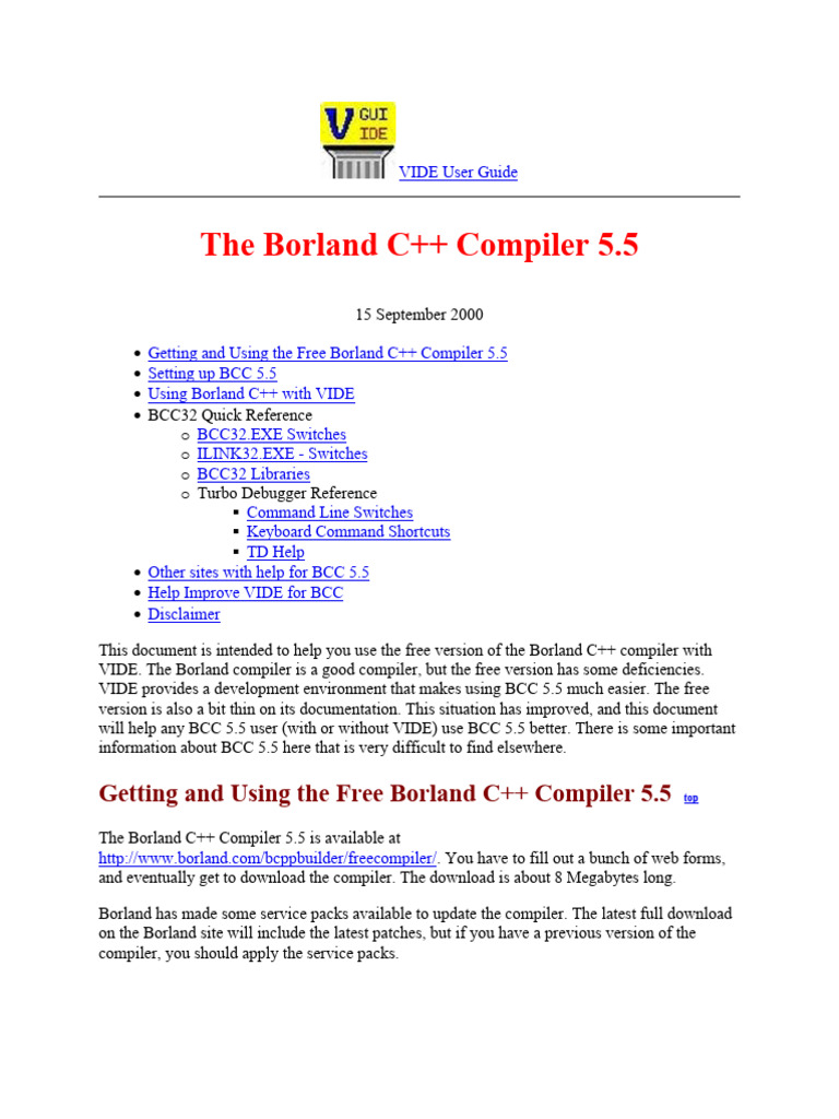 Borland C++ Compiler 5.5 Setup Guide | PDF | Library (Computing ...