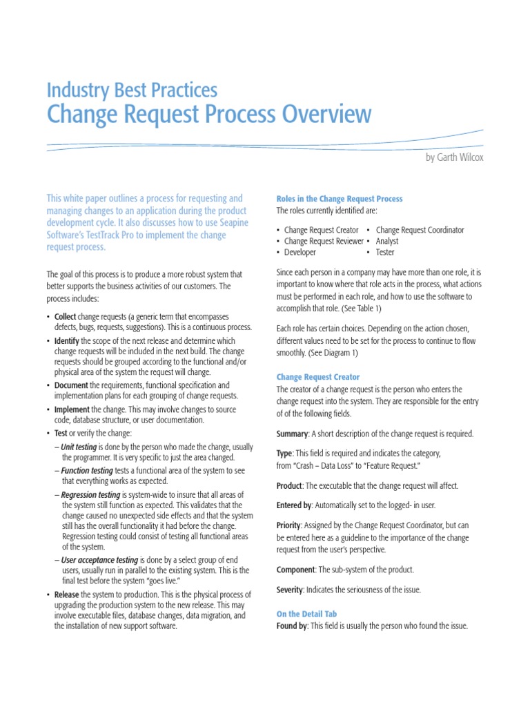 Change Request Process Overview: Industry Best Practices | PDF